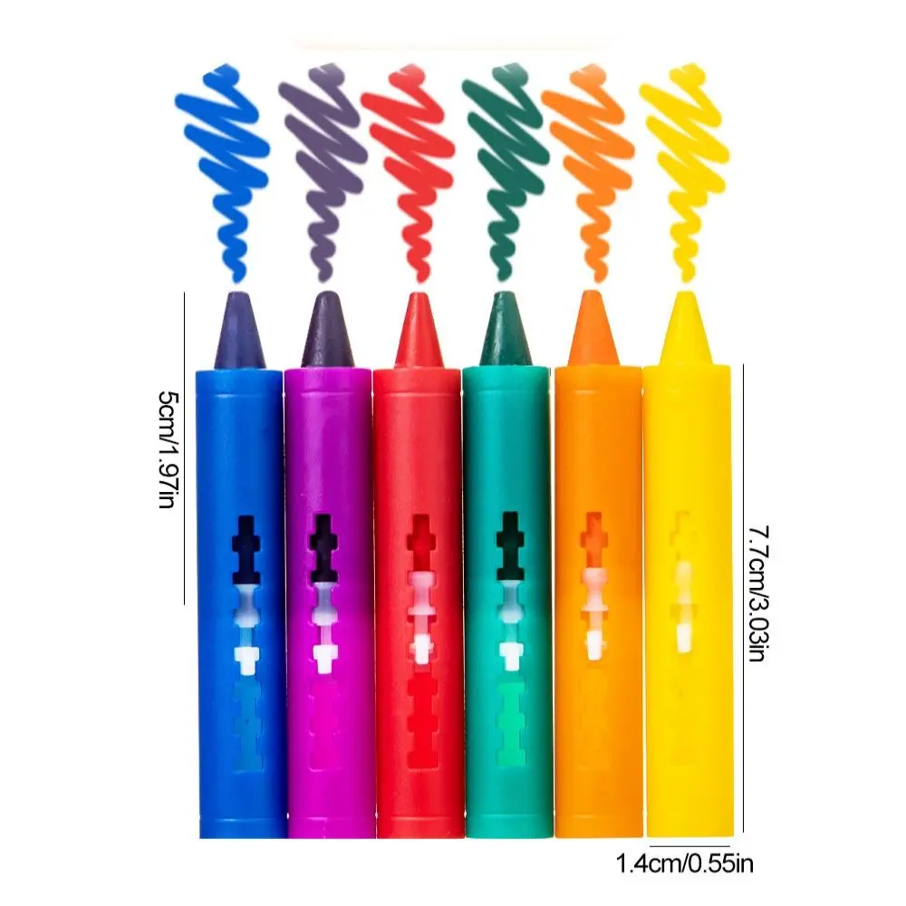6Pcs Creative Erasable Bathroom Crayon Washable Multicolor Graffiti Toy Bathing Crayons Cognitive Floating Toy