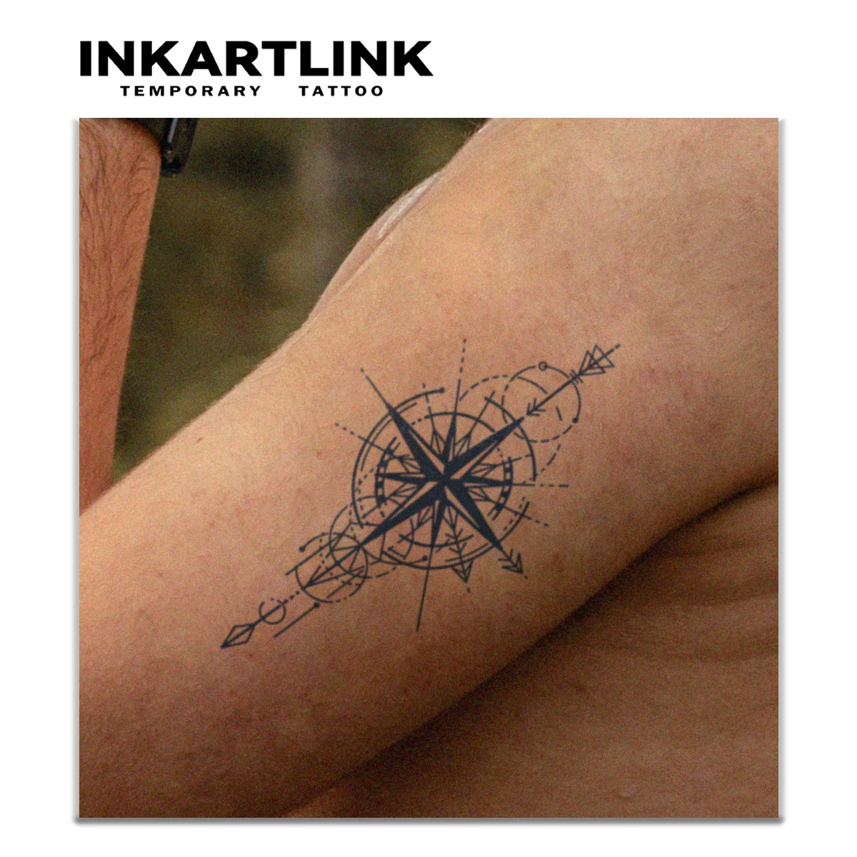 Compass temporary tattoo sticker, waterproof magic tattoo, lasts to 15 days fake tattoo, semi permanent tattoo