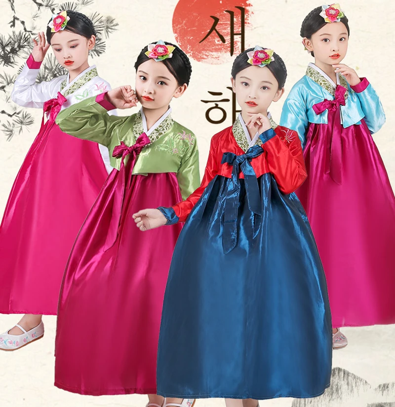 Korean Traditional Clothes Hanbok For Girls Children Embroidery Dress New Year Gift Christmas Festival Outfit Longsleeve