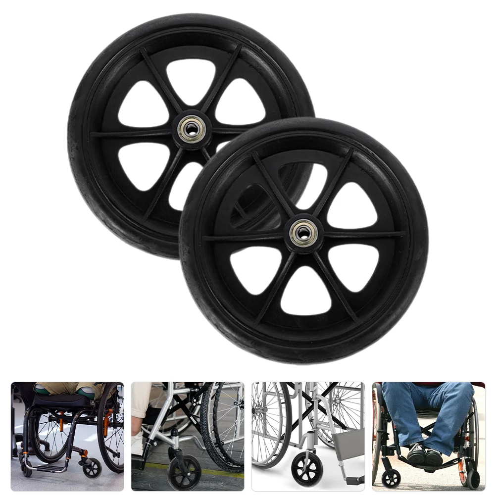 2 Pcs Wheelchair Front Wheels 6 Inch Replacement Stainless Steel Drive Parts Walker Elderly Tire