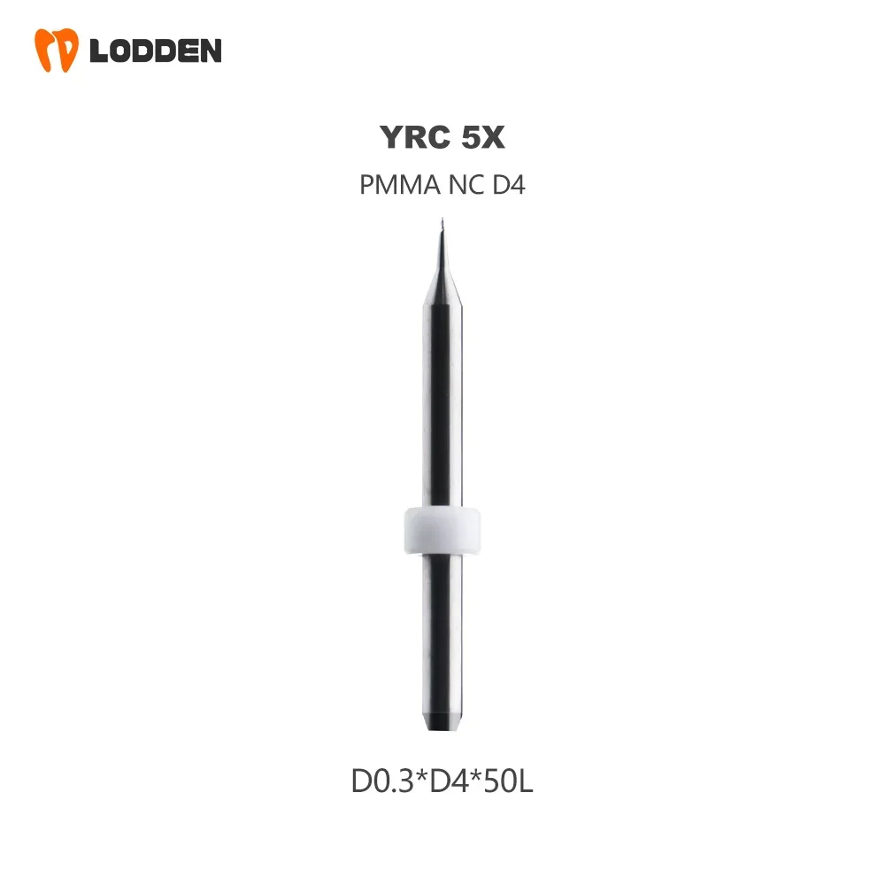 LODDEN Dental Lab Zirconia Milling Burs - Fit YUCERA 5X | PMMA D4 Cutters 0.3/0.6/1.0/1.5/2.0mm Flat End Dentistry Tools
