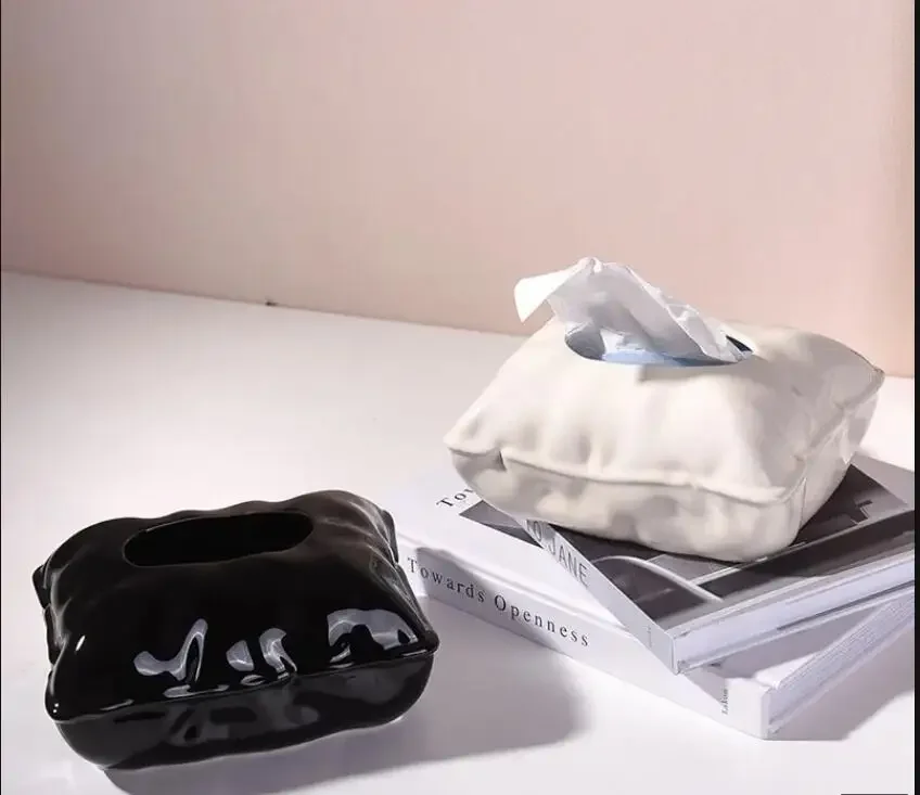 

Solid Ceramic Tissue Box Creative Living Room Desktop Tissue Box Modern Style Home Decoration Art Napkin Organizer Decoration