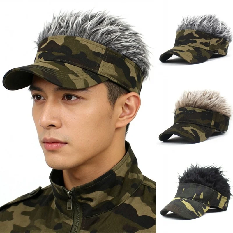 

Камуфляжная шапка-парик с шипами, унисекс, для активного отдыха, армейский зеленый цвет, защита от УФ-излучения, для спорта, туризма, гольфа, бейсбола