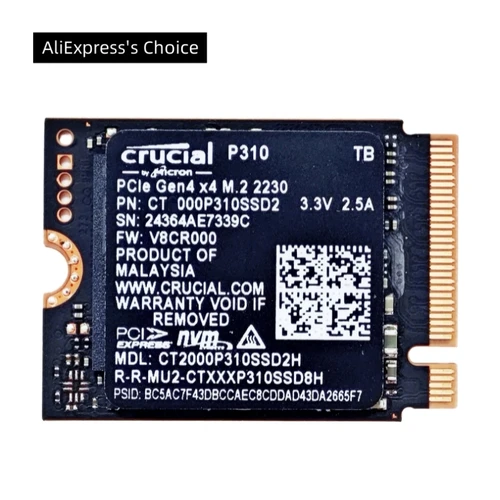 Crucial P310 1TB 2TB y Micron 2450/2550 256GB PCIe Gen4x4 2230 NVMe M.2 SSD -Uplevelue su consola - Unidad de estado sólido interna
