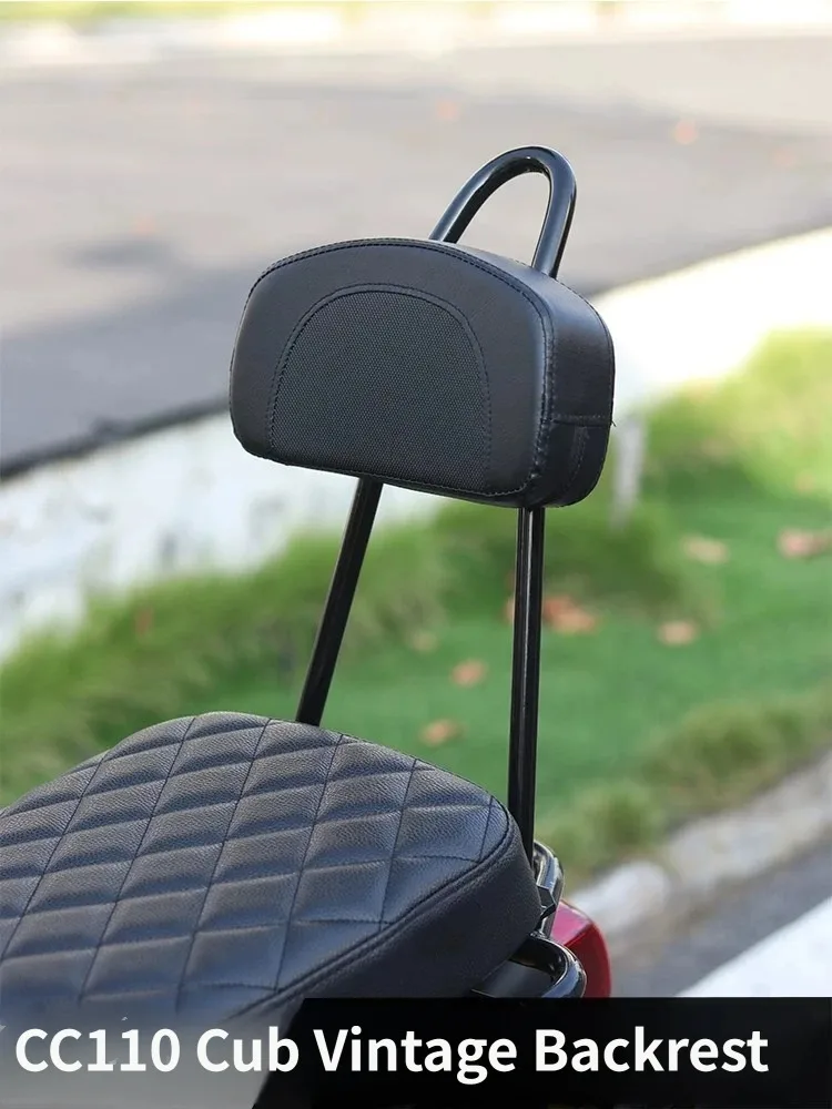 For Honda CC50 CC110 Vintage Curved Sissy Bar Backrest with Integrated Rear Grab Handle Motorcycle Accessory Seat Fatigue Relief