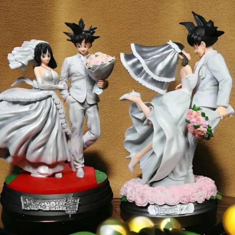 

New Dragon Ball Son Goku Chichi Wedding White Wedding Dress Gk Action Figures Limited Statue Wedding Model Decoration Lover Gift