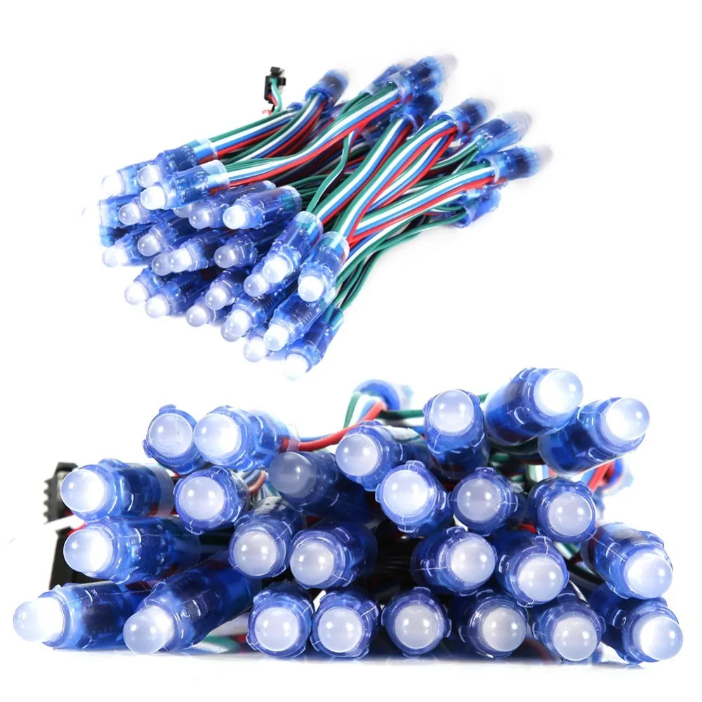 50PCS Easy WS2811 IC LED Pixel Light 12mm DC 5V LED Pixel Module Addressable LED String Outdoor Use