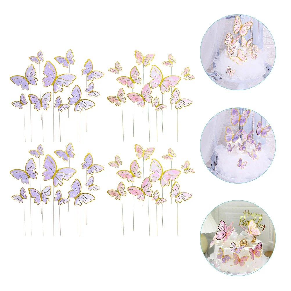 

200 Pcs Butterfly Decoration Butterfly Cake Insert Pick Wedding Ceremony Decorations Dessert Picks Paper Topper Butterflies