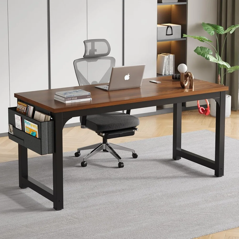 Modern 63 Wood Computer Desk with Storage for Home Office, Study, and Gaming