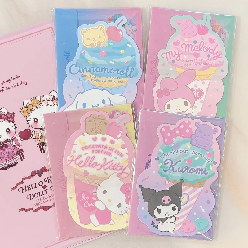 5 satz/los Sanrio Kuromi Pochacco Umschlag Set Kawaii Kitty Festival Nachricht Grußkarte Memo Pad Schulbedarf Kinder Geschenk