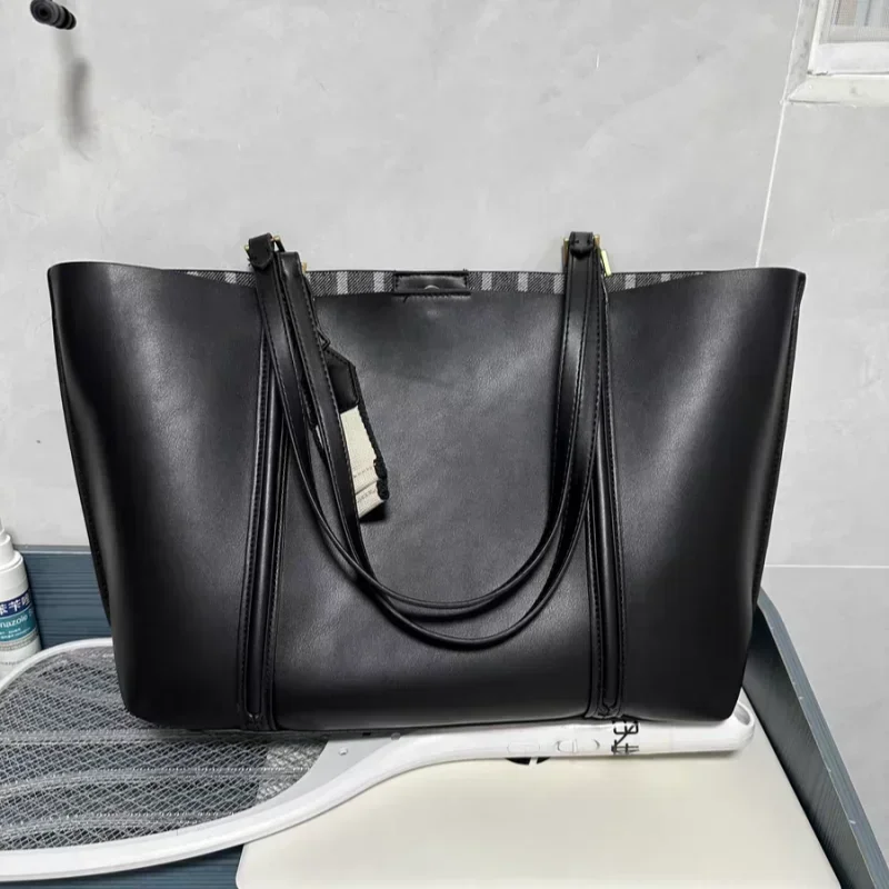 New Arrivals Large Capacity Retro Soft Pu Leather Tote Bag Female Daily Commute Handbag Simple Shoulder Side Bag for Women 2024