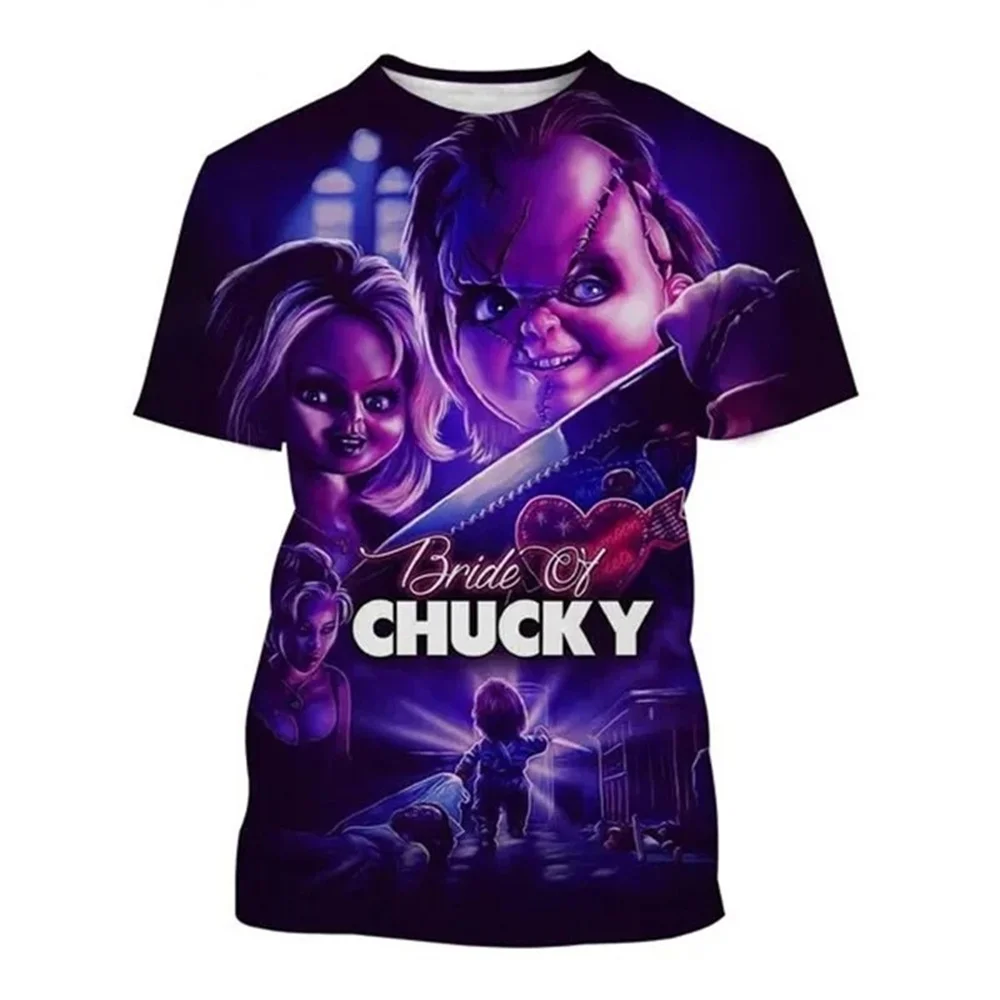 Summer Horror Chucky 3d Printed Children Tshirts Boys Girls Casual Fashion Oversized Short Sleeve Tees Tops Kids Adults Clothing