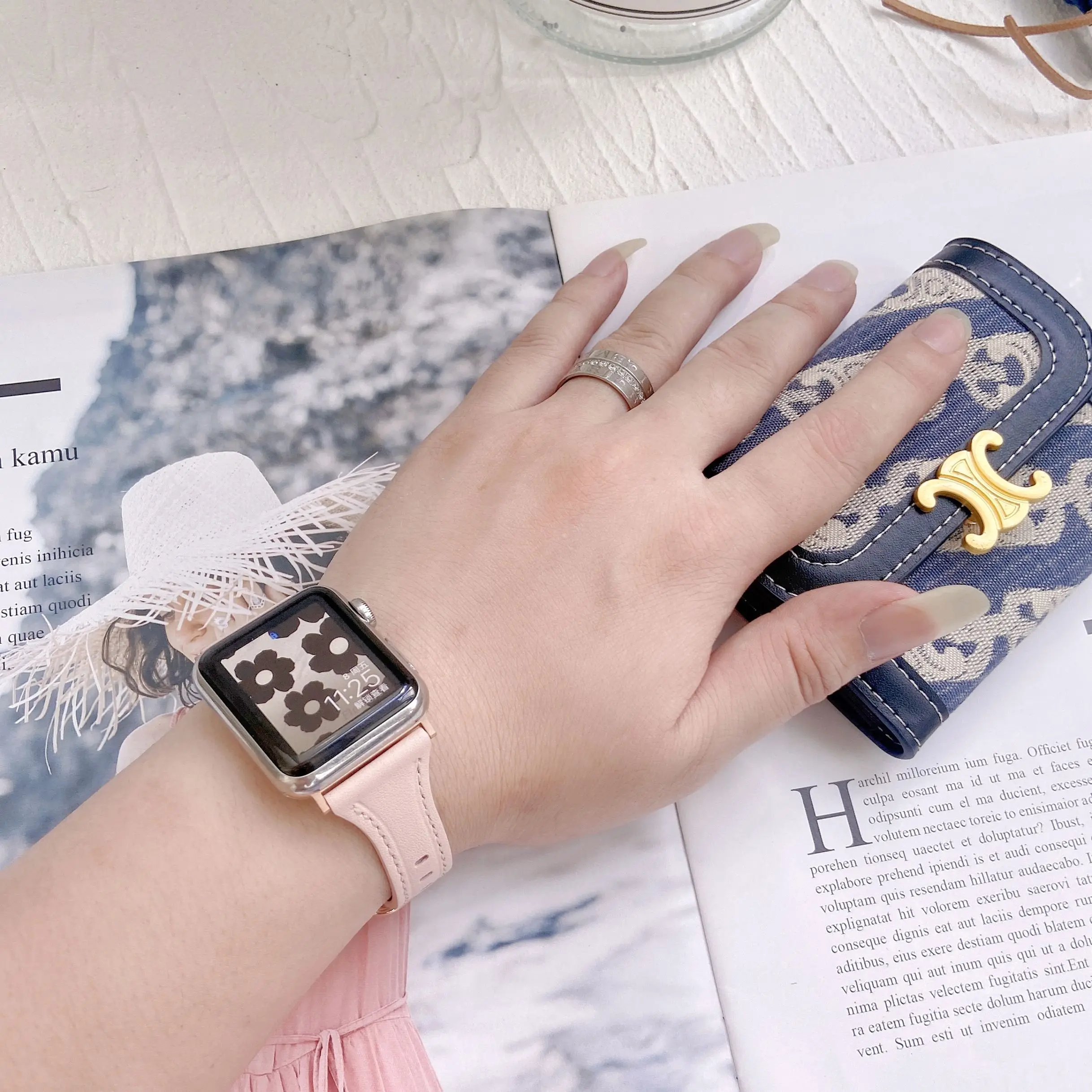 For Apple Watch Band Series 7 6 5 4 3 SE Genuine Leather Bracelet for Correa Pulseira Apple Watch 45 41 44 40 42 38 for iWatch