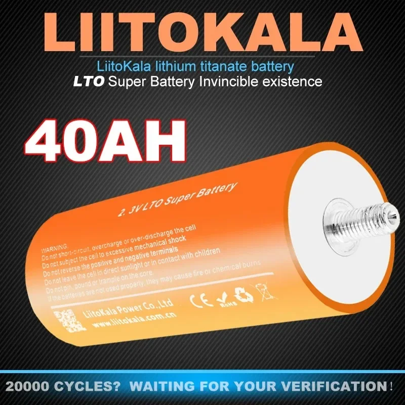 2.3V 40Ah 66160 LTO Lithium Titanate Battery 10C for DIY 12V 24V Electric Boat Solar Speaker Car Power Supply Applications