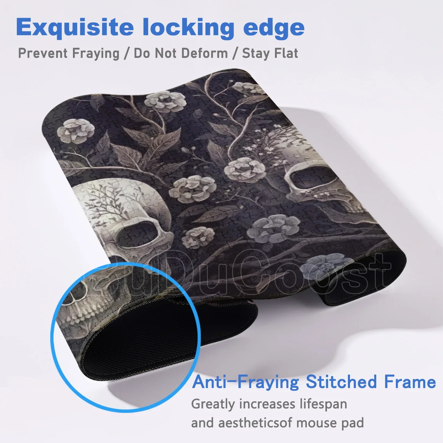 HD بارد رمادي الجمجمة وزهرة ماوس الوسادة لغز خلفية ماوس عدم الانزلاق المطاط مكتب الملحقات الجدول ديكور مكتب الكمبيوتر المحمول الحصير