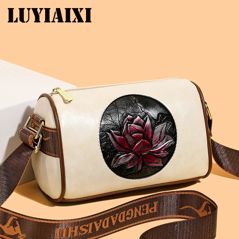 

Элегантная женская сумка через плечо из мягкой кожи с модным принтом, большая вместимость, дизайнерская модель для отдыха, дамская сумочка и клатч.