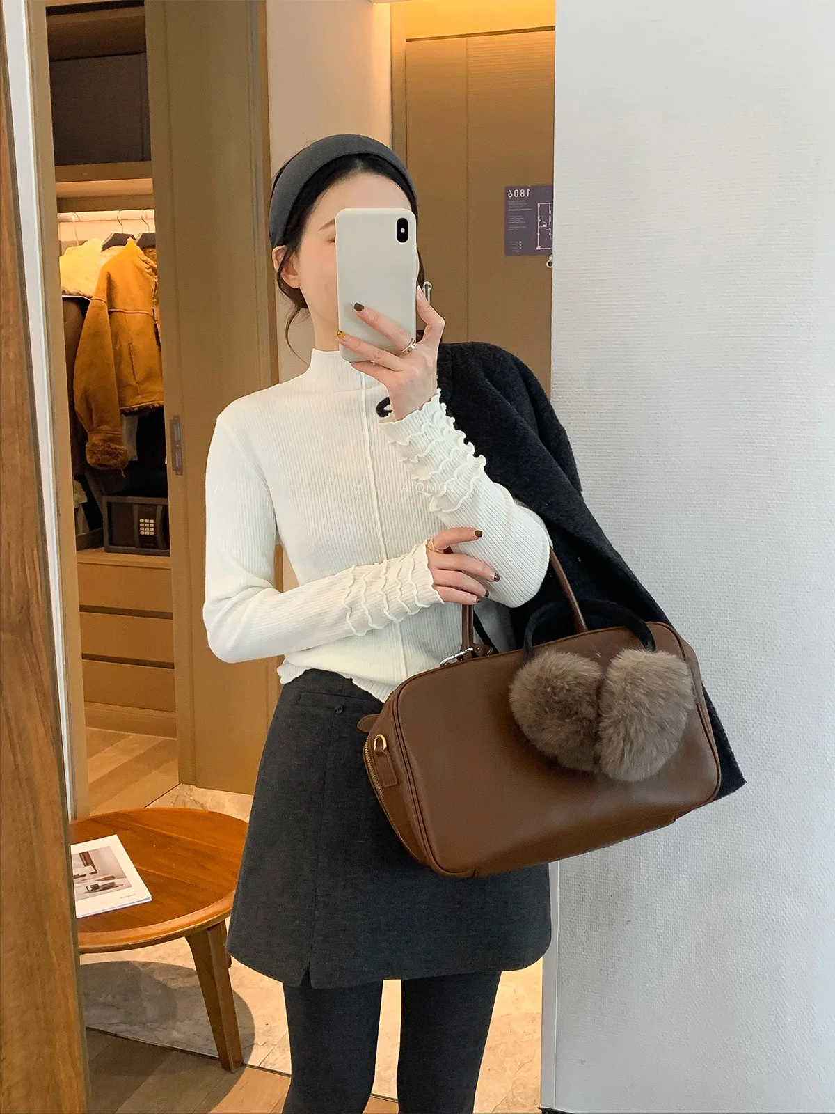 

Love Devil Fi Women's Knitted Wool Sweater Slim Fit Casual Sle Long Sve Top in Beige Color New Winter Collection