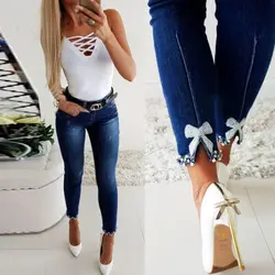 Pencil Pants High Waist Stretchy Skinny Jeans Denim Trousers Women