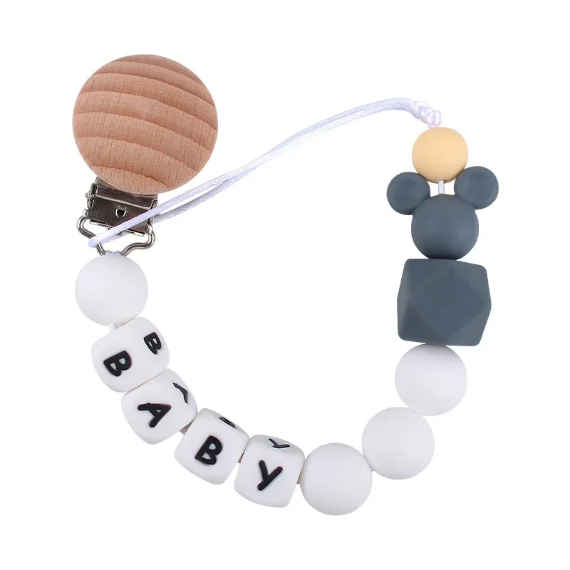 

Baby Pacifier Clips Personalized Name Cartoon Silicone Dummy Nipples Holder Clip Chain Newborn Custom Teething Toys Accessories