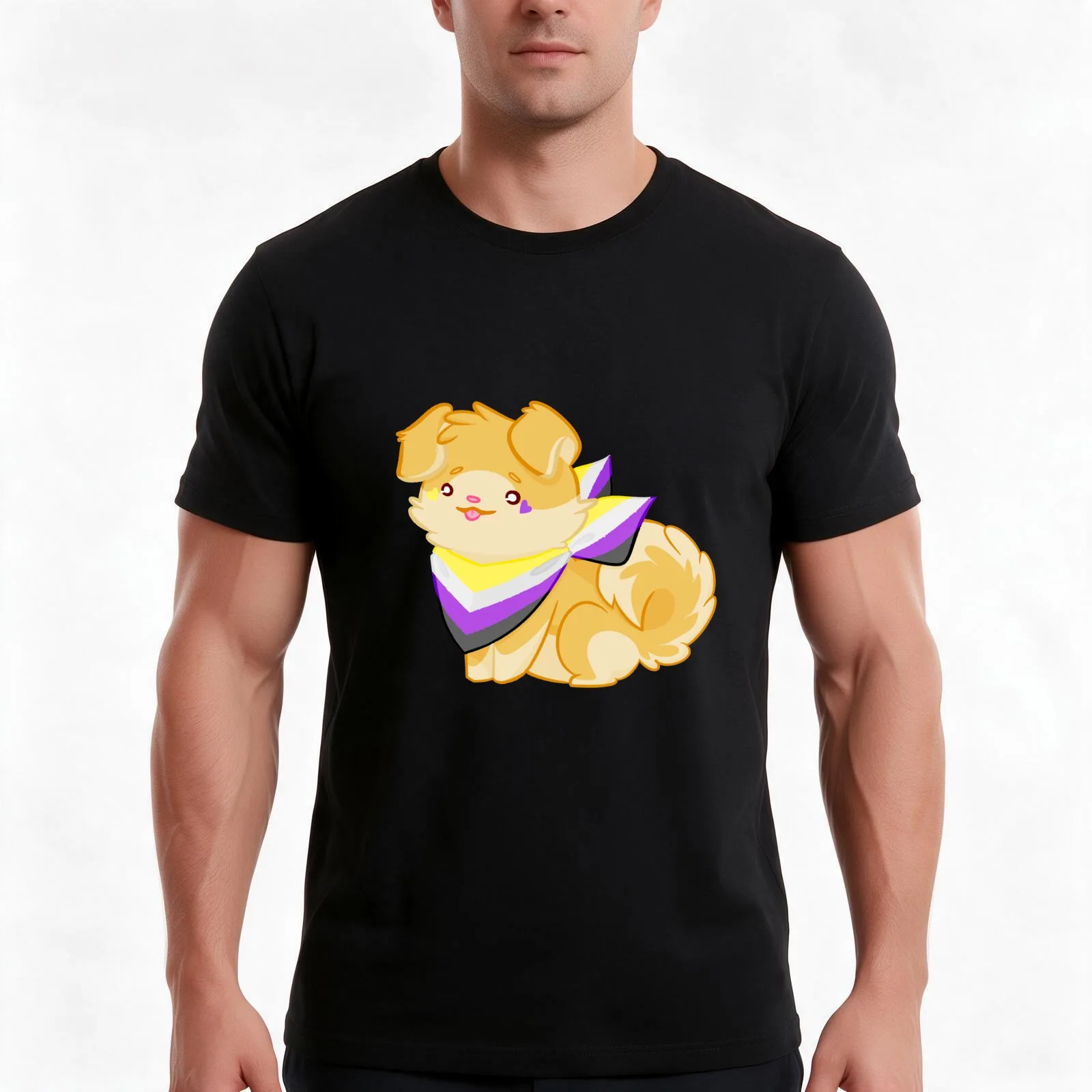 Proud Pupper (Nonbinary) T-Shirt Summer Casual Cotton Tee Oversized Streetwear Tops Vintage Graphic Print Unisex Men Women