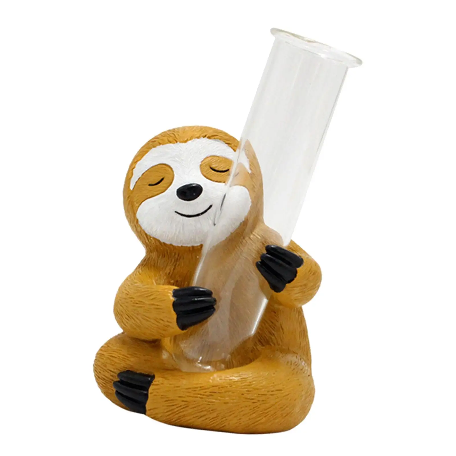 Sloth Statue Home Decor Test Tube Vase for Bookshelf Bathroom Drawing Room