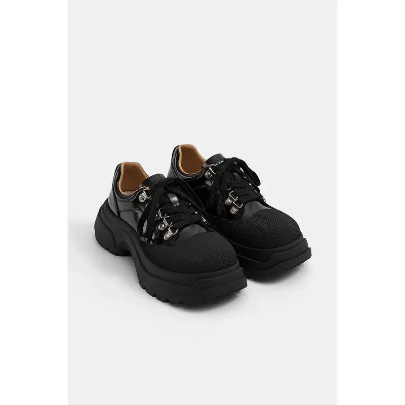 ラウンドトゥのレトロなレースアップスポーツシューズ,浅い口,スポンジケーキ,新しい春,2022