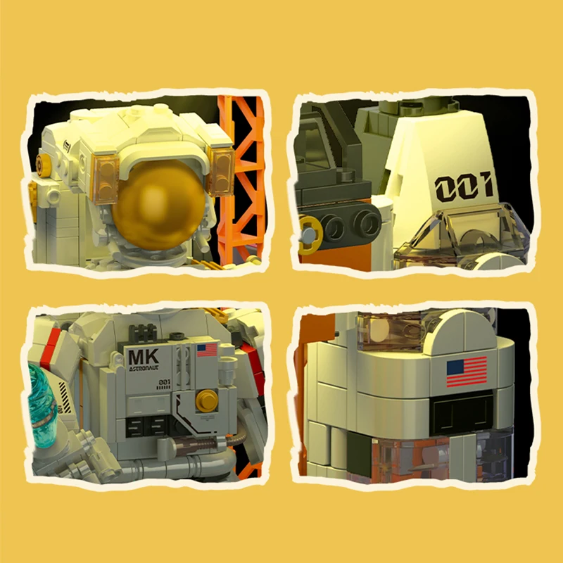 1623PCS Space Bookend Building Blocks Sets Astronaut Rocket With Light Small Particle Bricks Model Toys Ornament Holiday Gifts