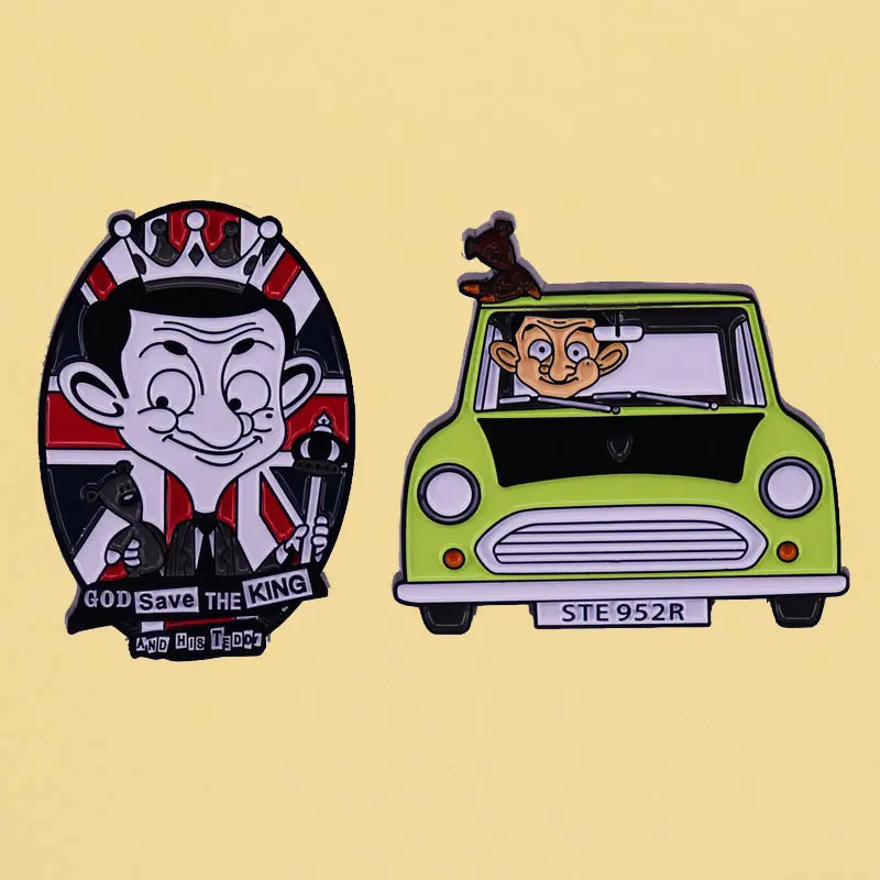 Mr Bean Cartoon Brooch Collecting Backpack Hat Bag Decorate Badges Lapel Accessories   Send Friend Fans Boutique Medal Gift Pin