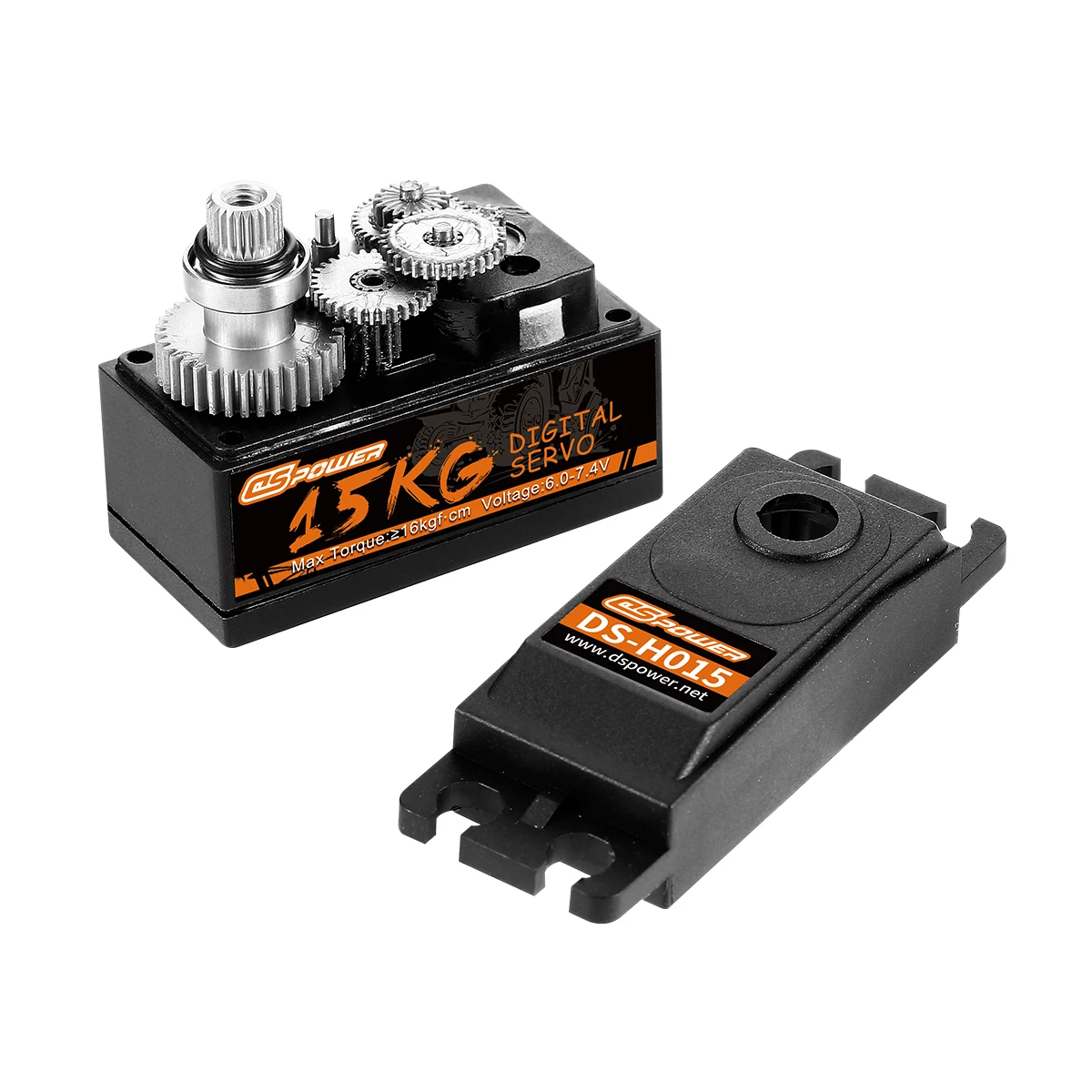 DSpower 15KG Large Torque Metal Gear Digital Motor 180°/300° Servo 6.0~7.4V for 1/8 1/10 RC Car Robot Arm Airplane Toy Parts