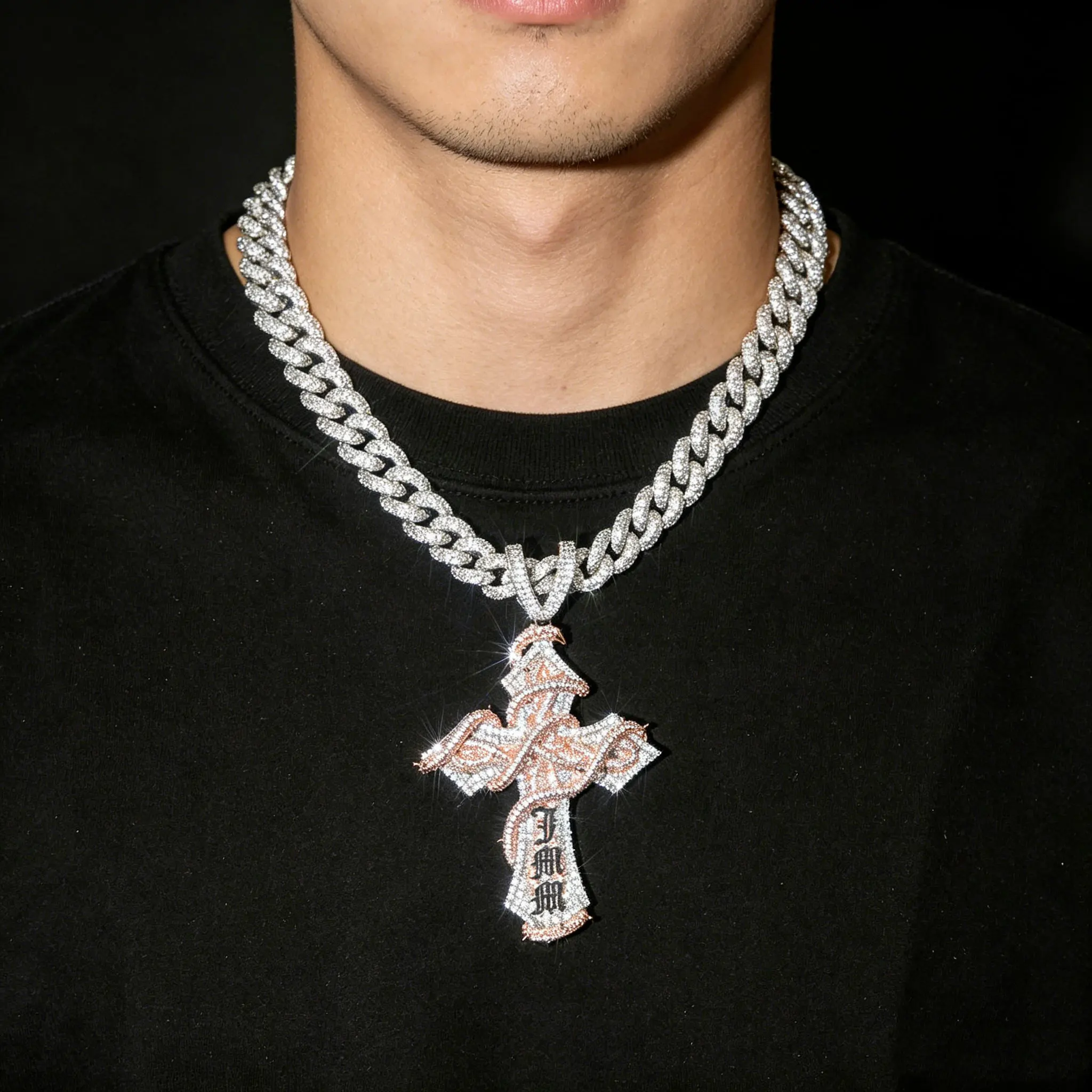 LYEE CYEE Fashion Charm Luxury Hip Hop Jewelry Customized Logo Cross Religious Pendant Street Party Accessories Men's and Women's Birthday Gifts Anniversary Meaningful Gifts Best Gift for Good Friends