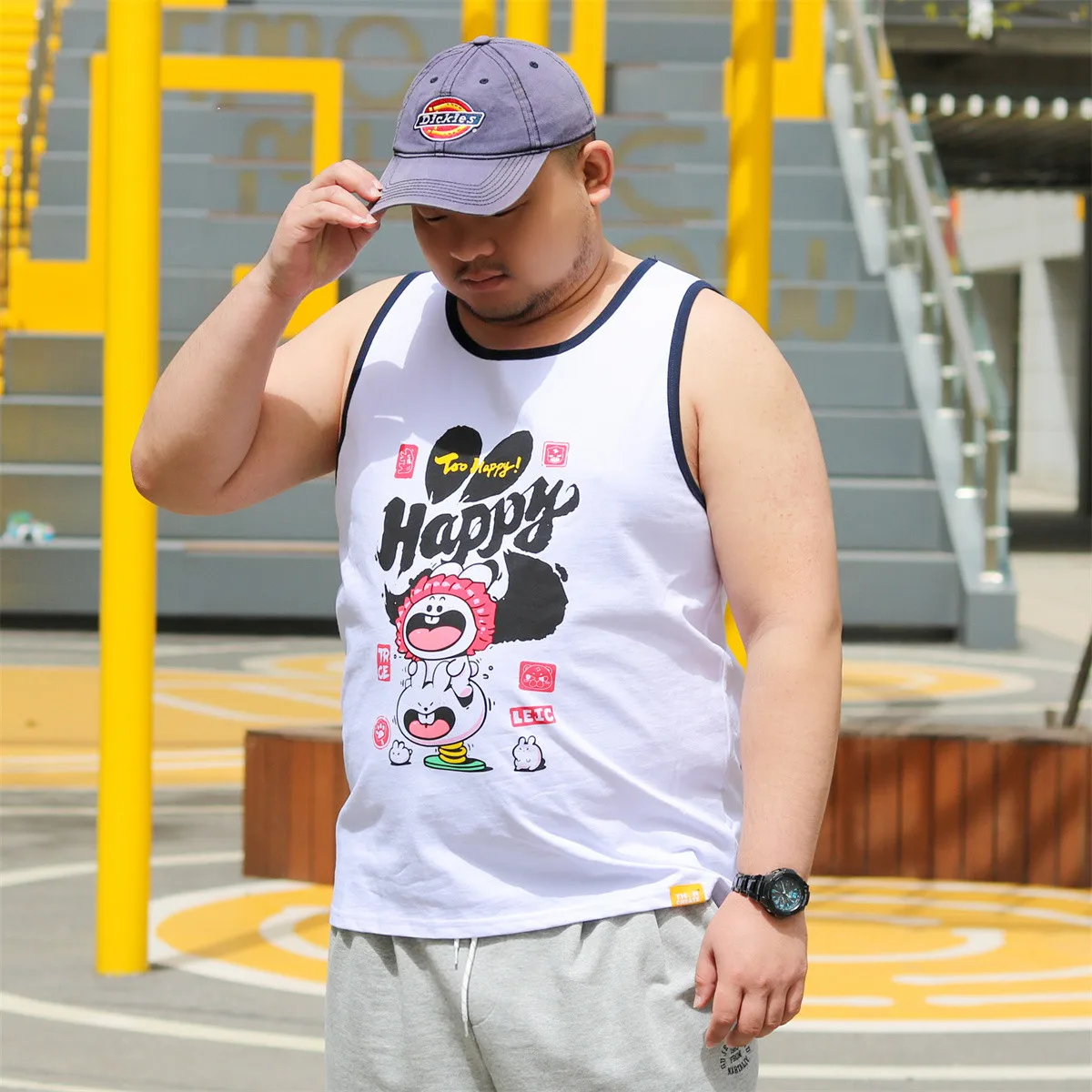 2023 Cute Bear Claw Paw Oversize Tank Tops Men's Plus Size Cotton Undershirt Rabbit Year Male Vest Gay White XL 2XL 3XL 4XL 5XL