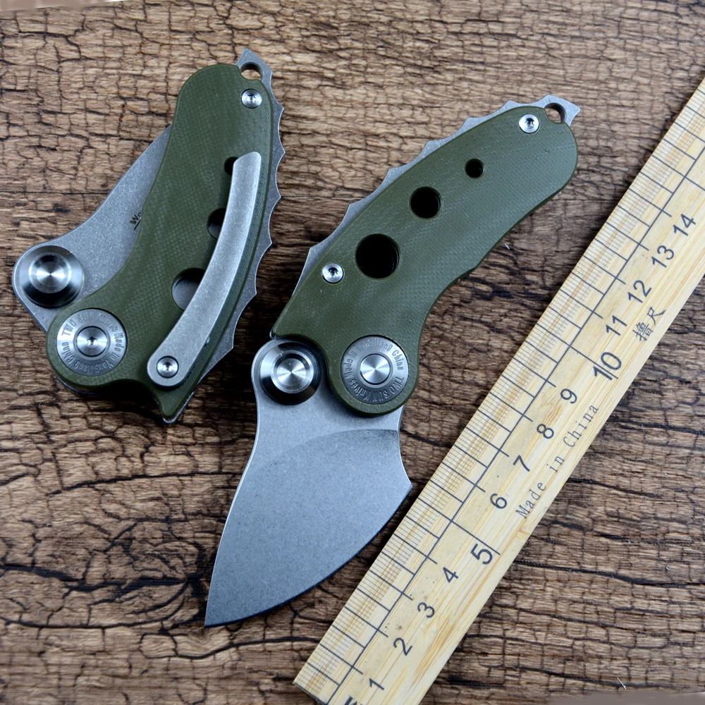 TWOSUN TS417 Folding Knife D2 Stonewash Blade Titanium Green G10 Handle Outdoor Camping Hunting Pocket Knife