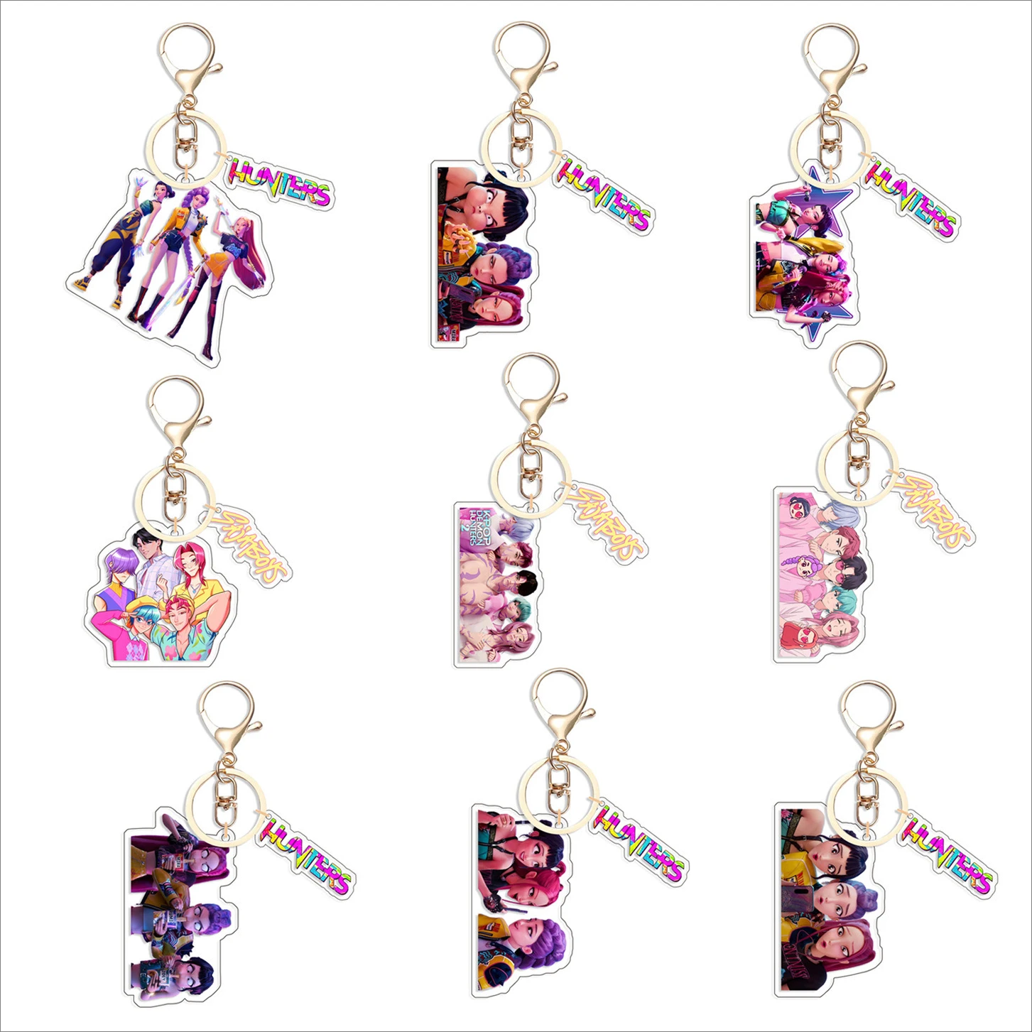 K-Pop Demon Hunters Car Decoration Anime Acrylic Keychain Backpack Decoration Double-Sided Print Pendant for Fans Holiday Gifts