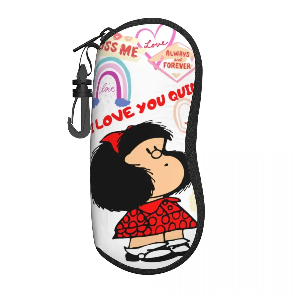 Mafalda Quino Comics Glasses Case Portable Cartoon Reading Storage Box Ins Eyeglasses Box