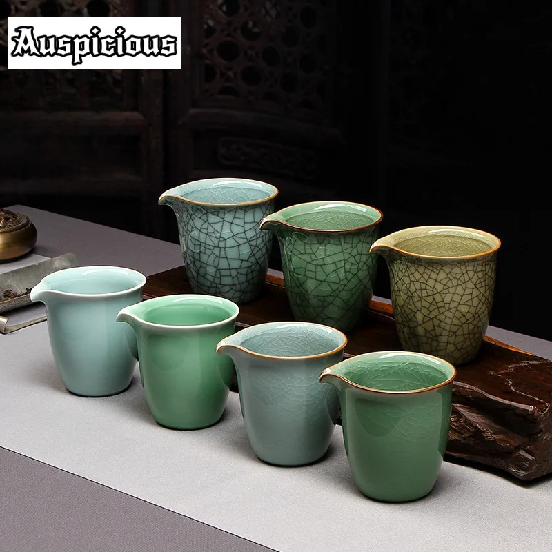 200ml Longquan Celadon Ge Kiln Ice Crack Tea Pitcher Divide Tea Cha Hai Dispenser Justice Cup Fair Mug Chinese Tea Set Artware