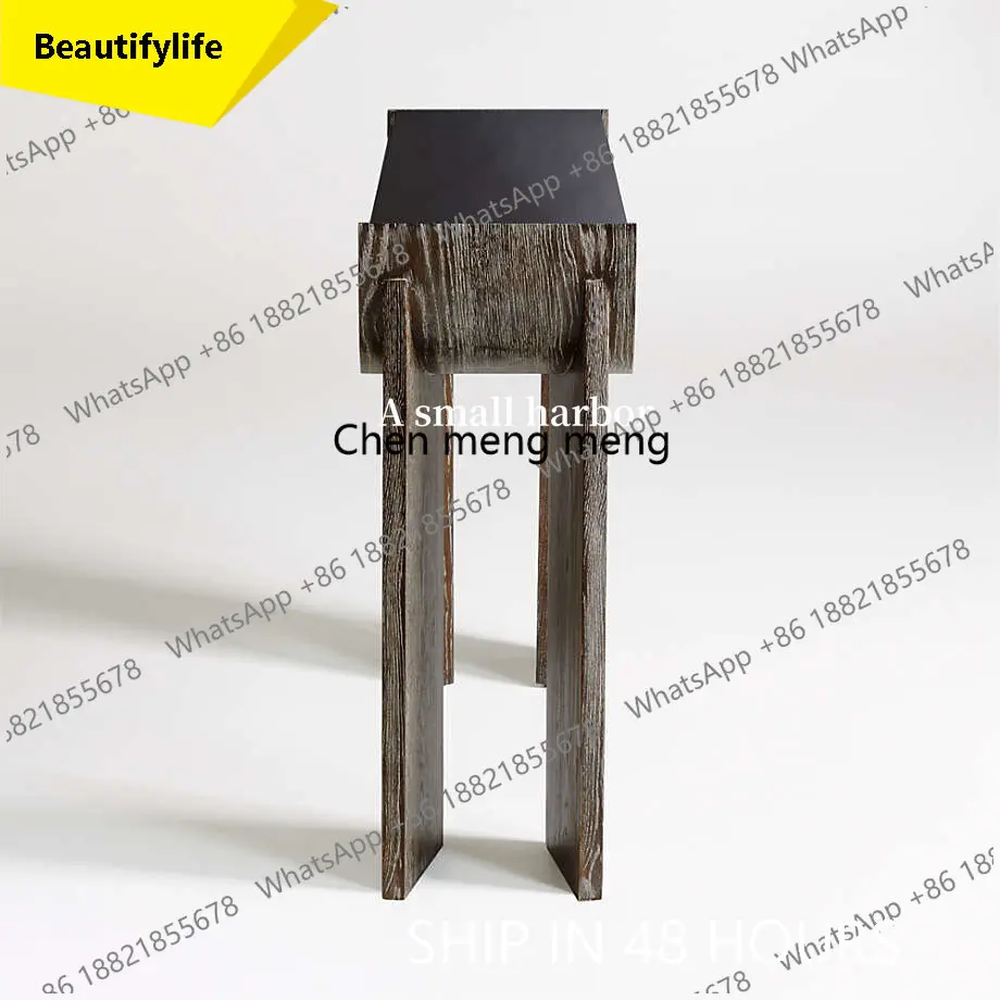 02M Designer log entrance table American retro solid wood entrance table Display stand behind sofa