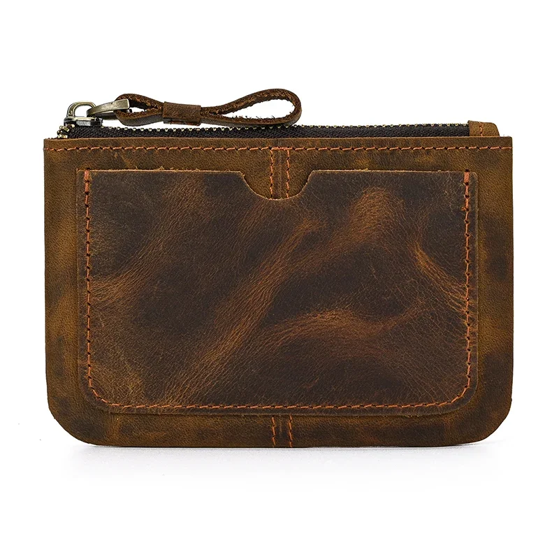 

Men Women Genuine Leather Zipper Coin Wallet Cow Leather Mini Short Purse Card Holder Change Purse for Male Female Coins Wallets