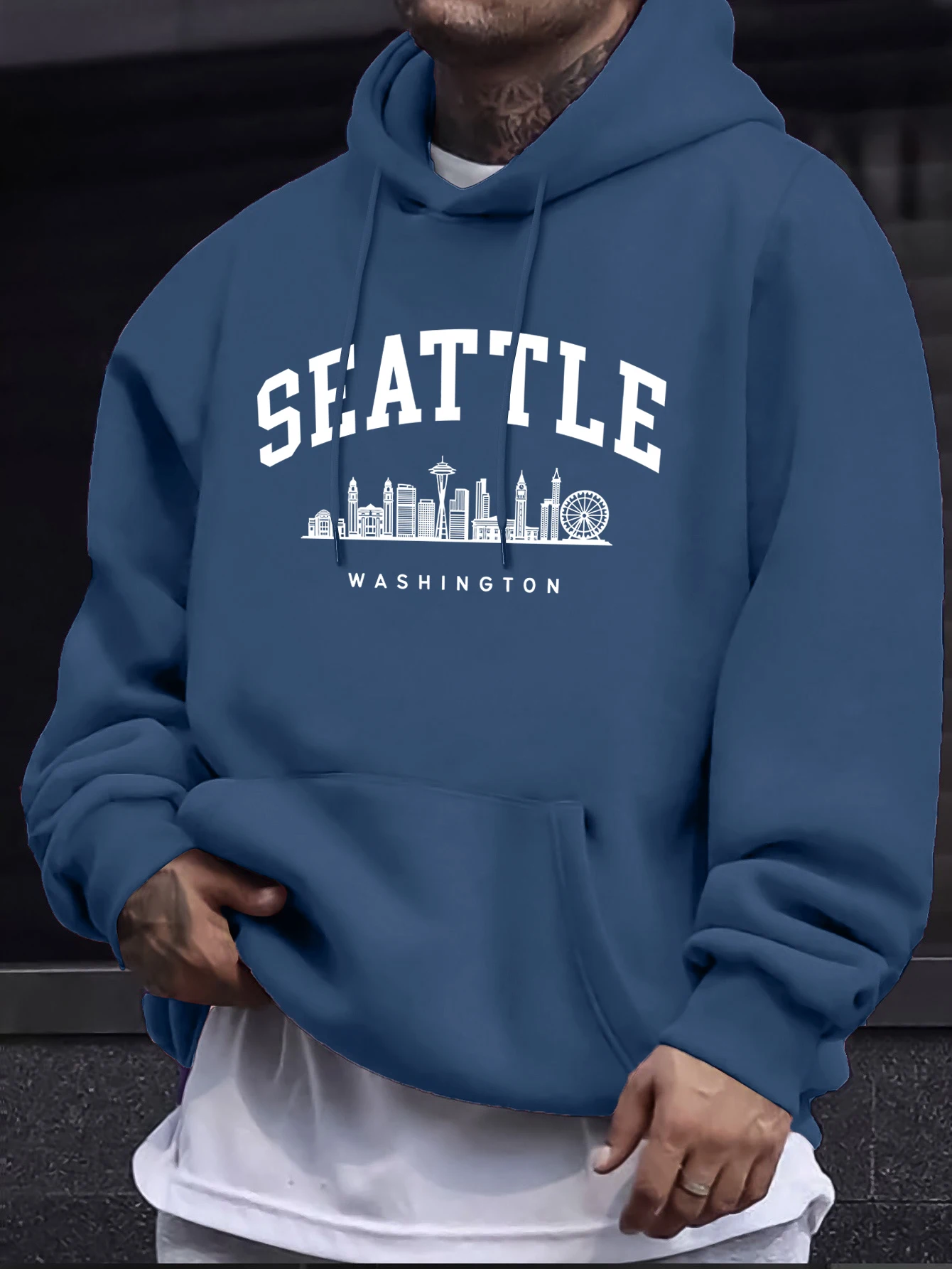 Seattle Washington Brief Kreative Druck Pendeln Tops Mann Fleece Herbst Hoodie Casual Sport Sweatshirt Mode Einfache Hoodie