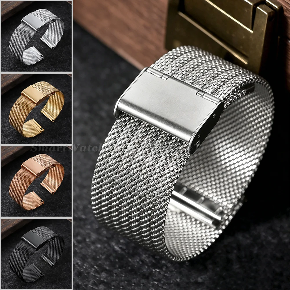 

18mm 20mm 22mm Watch Strap 0.6 Milanese Mesh Loop Stainless Steel Watch Band Universal Quick Release Bracelet for DW for Omega