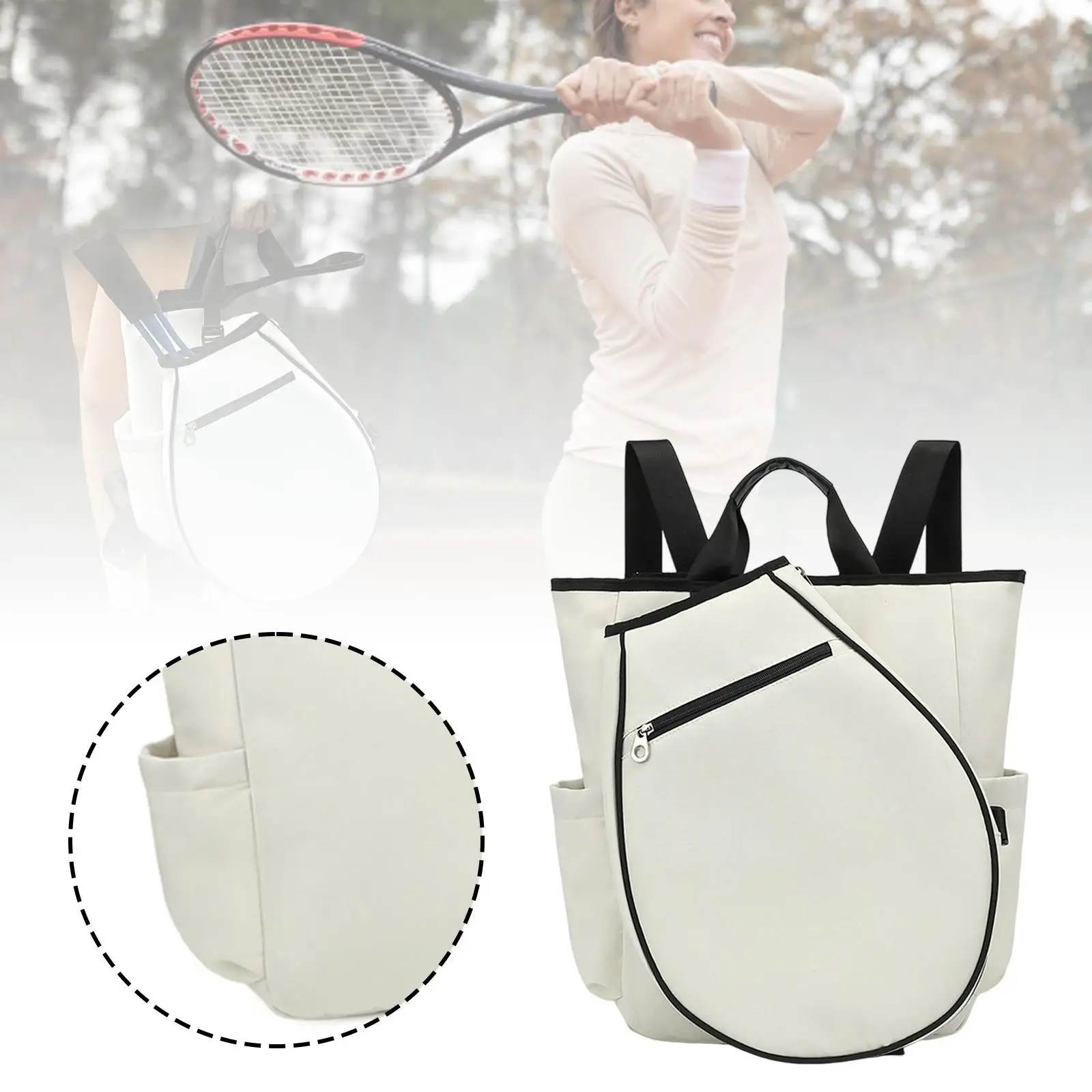 Tennis Backpack Racket Racquet Holder with Pockets Pickleball Bag for Carrying Water Bottle Women Men Weekend Overnight Training view 6