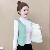 Women's Fleece Lined Thickened Vest Cotton down Lightweight Slim Fit Inner Wear Autumn Winter New Style Warm Close Fit Jacket