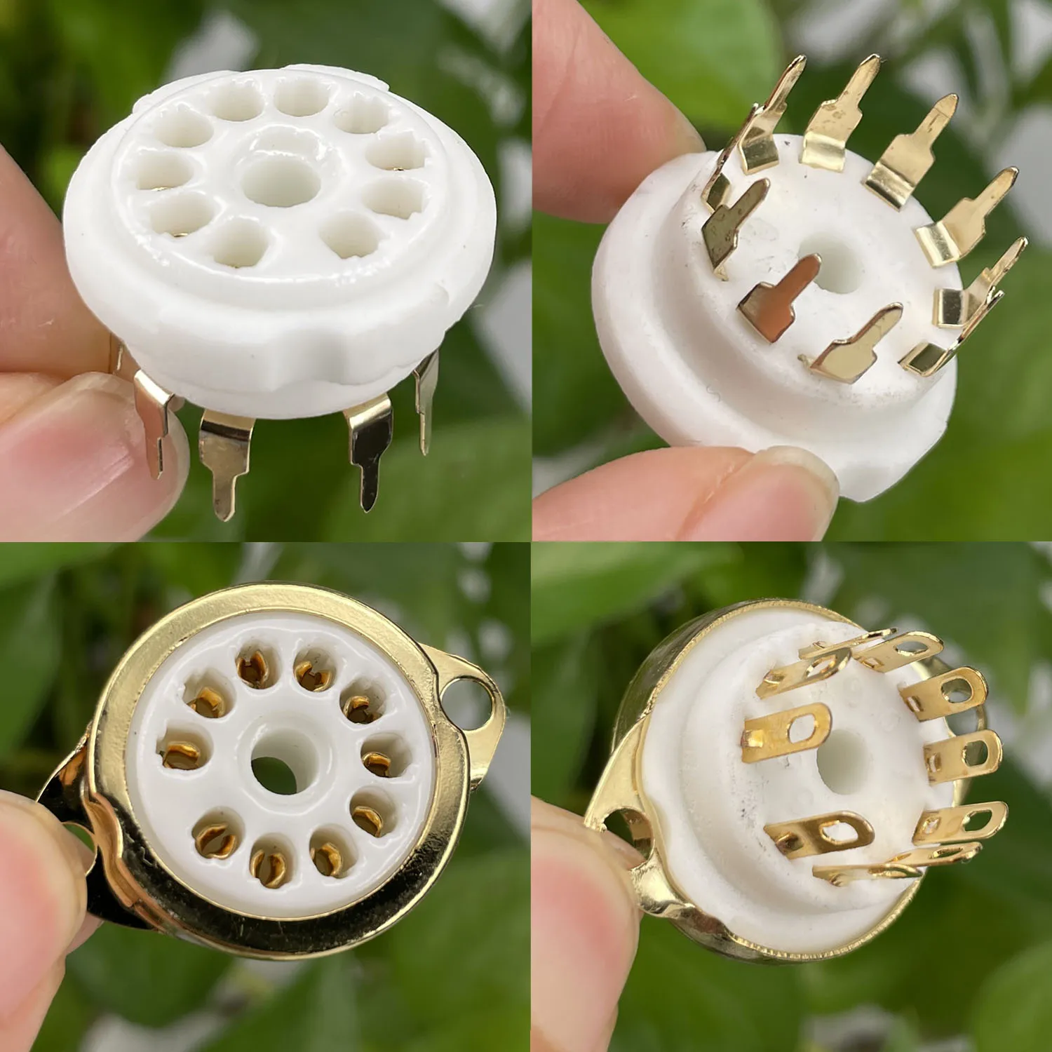5PCS 10Pins Ceramic Tube Socket PCB Mount / Chassis Mount For 6X9 6U9 6AF9 6AB9 Tube Amplifier Hifi Audio