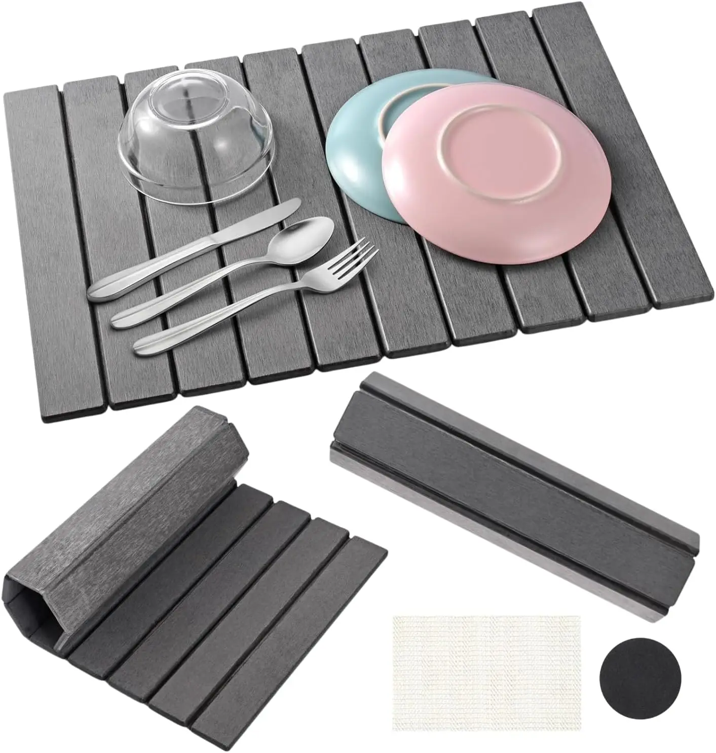 Large Stone Dish Drying Mats for Kitchen Counter, Foldable Quick Drying Mats, Eco-Friendly, diatomaceous earth bath mat