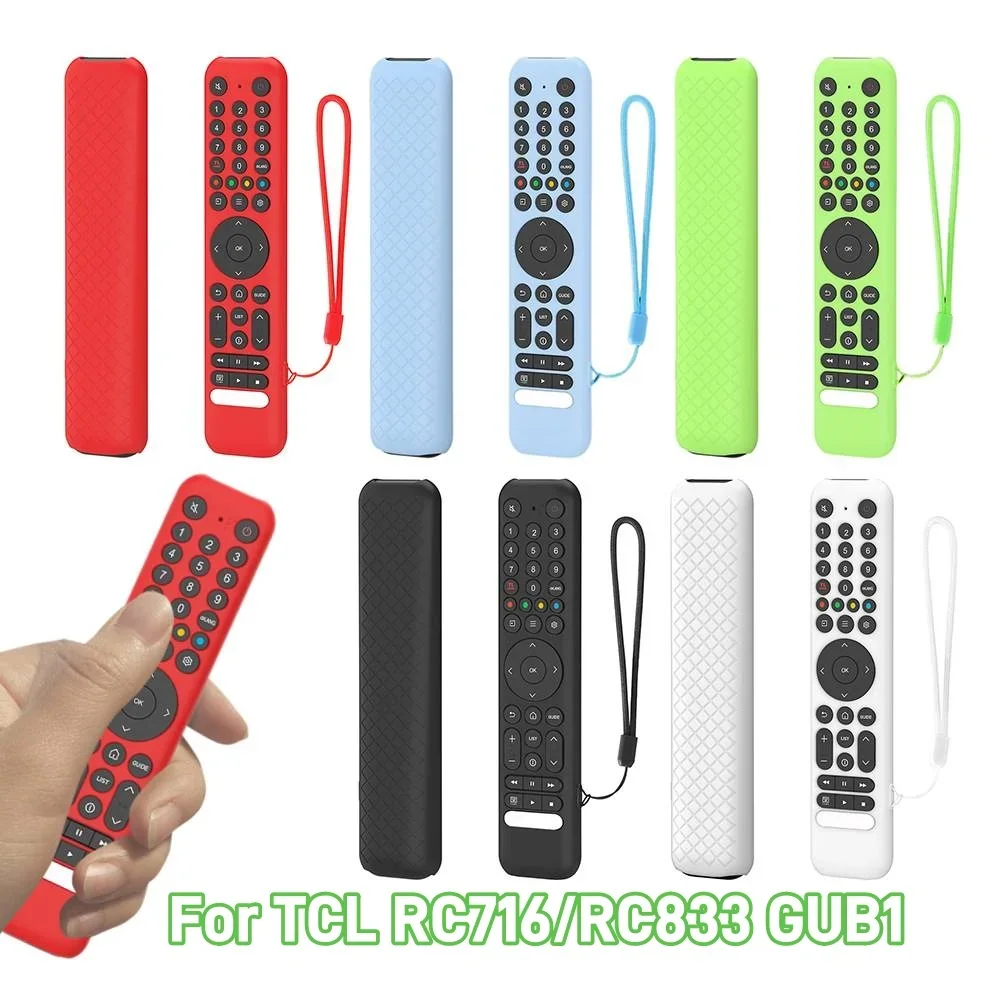 

Silicone Remote Case for TCL RC716/RC833 GUB1 Protective Cover Anti-Slip Remote Cover Shockproof Protective Sleeve with Lanyard