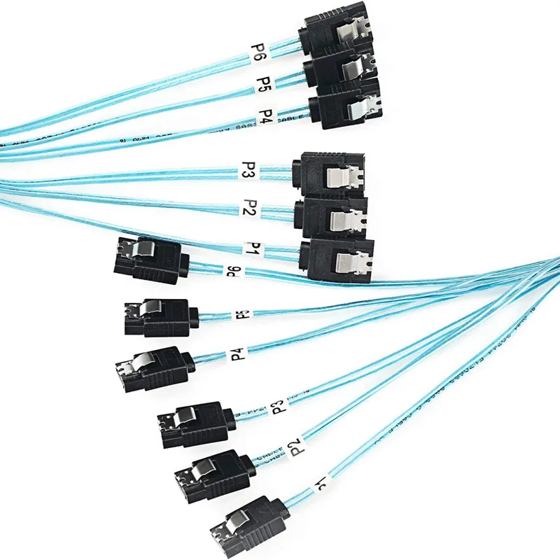 Cable de datos de serie de alta velocidad, Cable SAS de datos SATA3 de doble canal con blindaje de papel de aluminio, 4 piezas/6 piezas, SATA 3, 6gbps, X 4