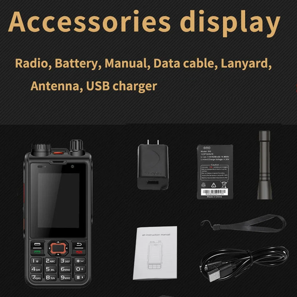 ANYSECU-Radio numérique W6PRO, réseau 4G, fonctionne avec Real-ptt Zello, WIFI, 4200mAh, UHF, 400-480mhz, POC DMR, Android 10