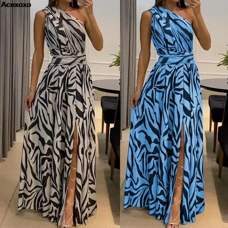 

Summer 2023 new women's fashion sexy one-shoulder sleeveless print dress