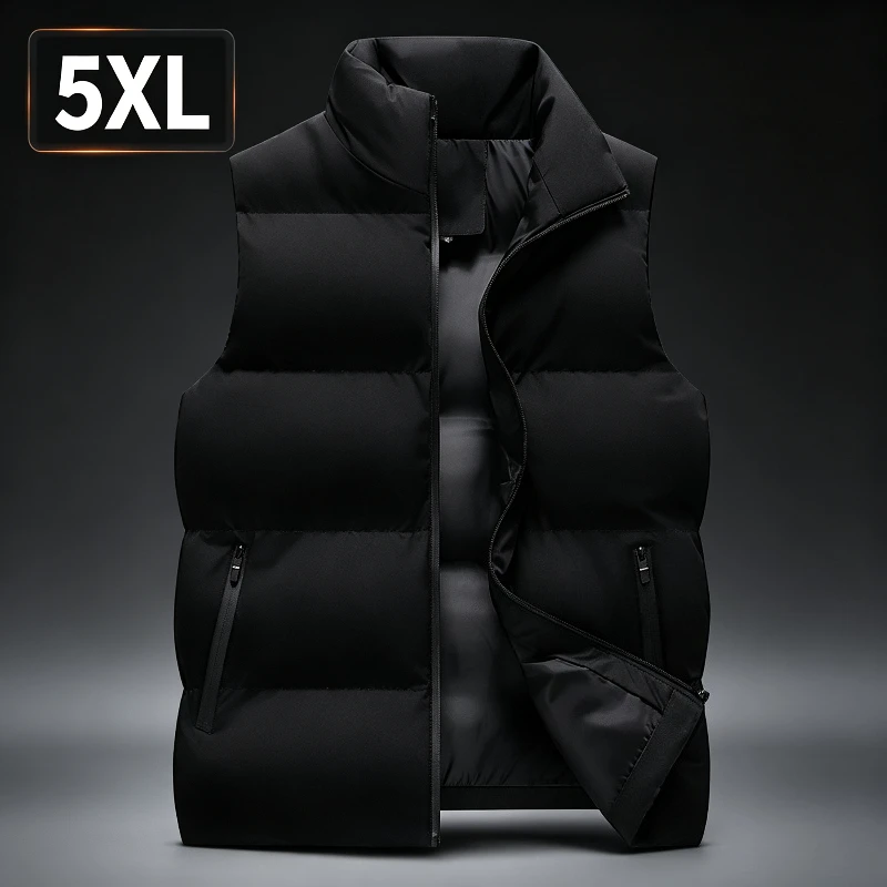 Mens Vest Jacket Warm Sleeveless Jackets Winter Waterproof Zipper Coat Autumn Stand-up Collar Casual Waistcoat Brand Clothing