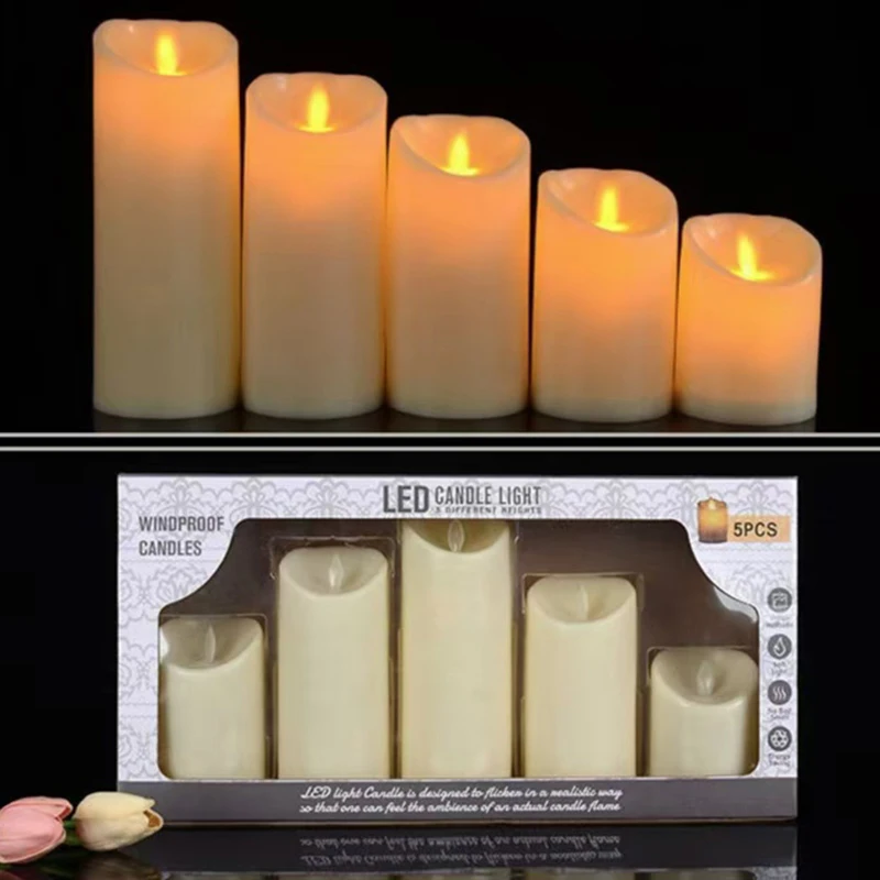 

5 шт./компл. беспламенные светодиодные свечи, имитация светодиодной электронной свечи, лампа с качающимся пламенем, чайная лампа для Рождества, Хэллоуина, свадьбы