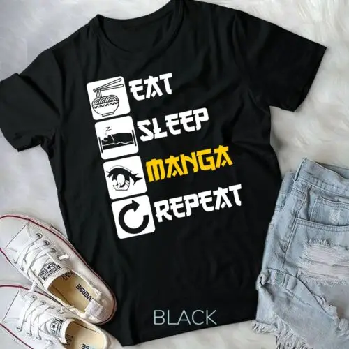 Eat Sleep Manga Repeat Anime Japan Saying Cosplay K-Pop Unisex T-shirt